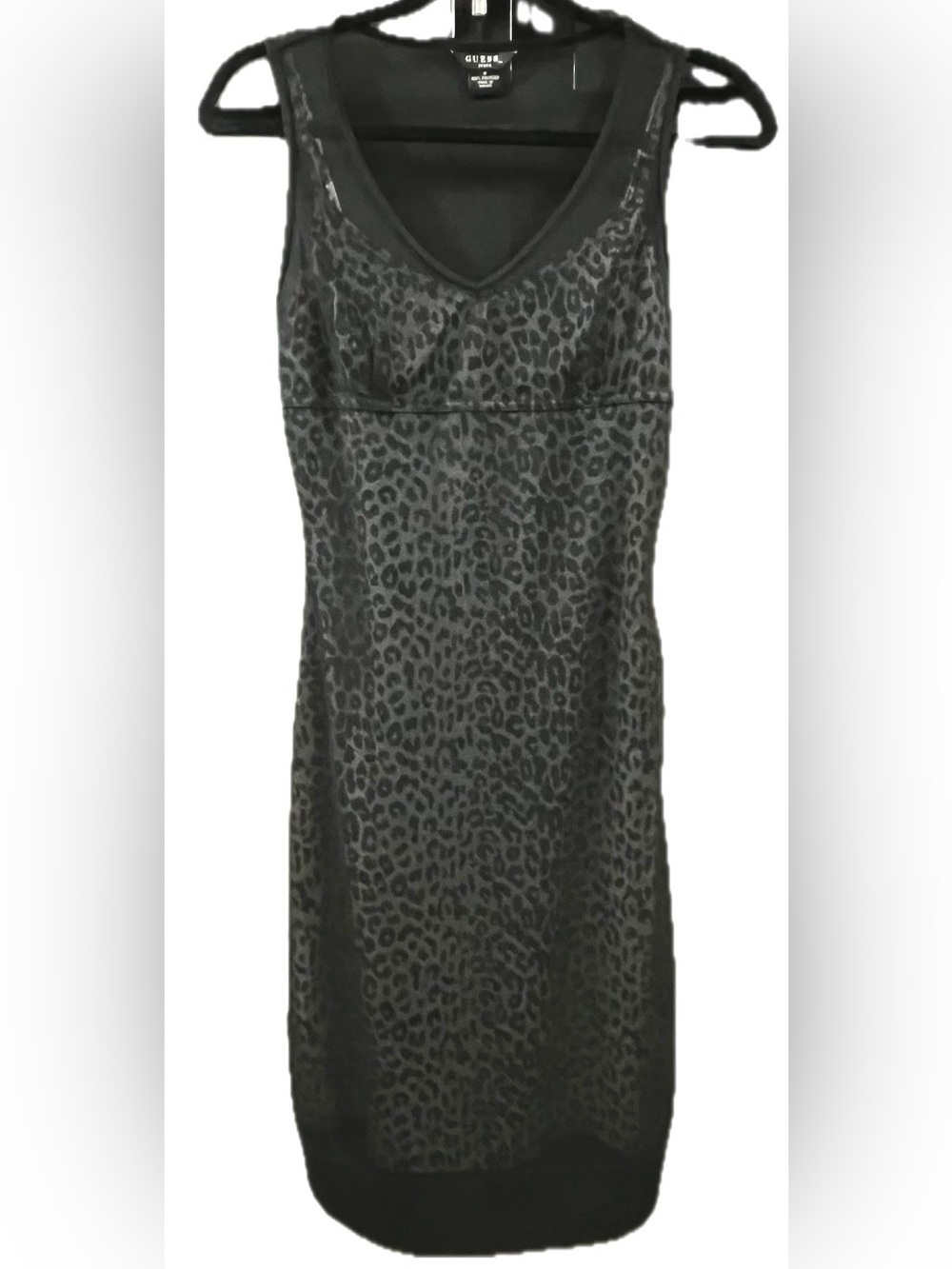 RARE Guess Vintage Y2K Black Sheer Leopard Mesh Slip Dress - Size: Small